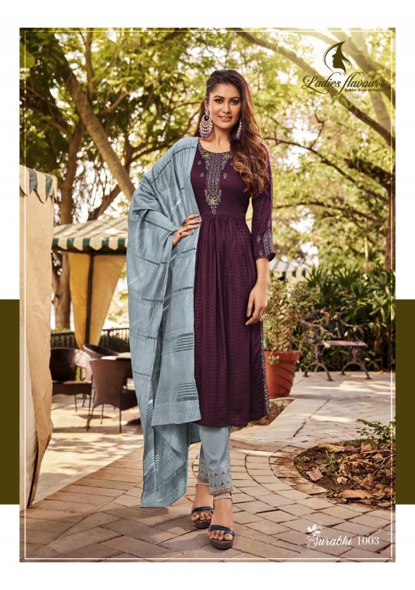 Ladies Flavour Surabhi Exclusive Rayon Kurti With Bottom Dupatta Collection